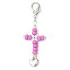 Cross Glass Seed Beads Pendant Decoration HJEW-MZ00111-4
