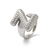 Letter Brass Micro Pave Clear Cubic Zirconia Open Cuff Ring for Women RJEW-N046-03Z-P-1