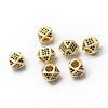 Rack Plating Brass Cubic Zirconia Beads ZIRC-S029-01G-1