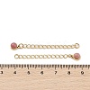 Ion Plating(IP) 316 Surgical Stainless Steel Curb Chain Extender with Natural Rhodonite Round Charm STAS-A097-01G-08-3