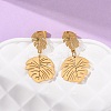 304 Stainless Steel Dangle Leaf Stud Earrings EJEW-F393-05G-1