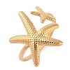 Ion Plating(IP) 304 Stainless Steel Starfish Open Cuff Rings for Women RJEW-Z057-09G-1