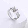 Butterfly Frosted 304 Stainless Steel Finger Rings for Women LR7265-4-1