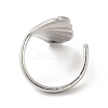 304 Stainless Steel Shell Shape Open Cuff Ring for Women RJEW-E063-12P-2