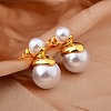 Round Brass Dangle Stud Earrings EJEW-Q391-25G-1