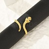 304 Stainless Steel Black Enamel Cuff Rings for Women RJEW-G338-05G-1
