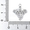 Rack Plating Brass Micro Pave Clear Cubic Zirconia Bee Connector Charms KK-A234-072P-3