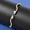 Brass Micro Pave Clear Cubic Zirconia Cuff Bangles for Women BJEW-H639-02G-3