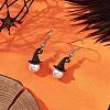 Halloween Theme Alloy Shell Pearl Hat Dangle Earrings EJEW-JE06542-1