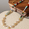 Potato Natural Freshwater Pearl & Rondelle Mixed Stone & Brass Beaded Necklaces for Women VY0852-3