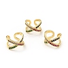 Cubic Zirconia Criss Cross Open Cuff Ring RJEW-E046-23G-01-2
