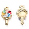 Golden Plated Alloy Enamel Pendants X-ENAM-T009-99-RS-1
