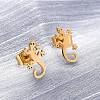 Hollow Out Gecko 304 Stainless Steel Stud Earrings LS-EJEW-G359-04G-3