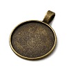 Flat Round Tibetan Style Alloy Pendant Cabochon Settings TIBEP-S293-051AB-LF-2