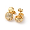 Rack Plating Brass Micro Pave Clear Cubic Zirconia Round Ball Stud Earring EJEW-H099-09G-1-2