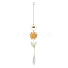 Alloy Enamel Bee & Glass Flower Crystal Suncatcher HJEW-TA00475-03-1