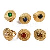 Round Natural Mixed Stone Finger Rings RJEW-Q822-17G-1