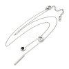 304 Stainless Steel Crystal Rhinestone Flat Round Pendant Y Necklaces NJEW-V001-03P-4