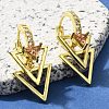 Brass Clear Cubic Zirconia Hoop Earrings EJEW-M047-13G-2