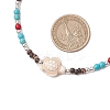 Summer Beach Synthetic Turquoise & Natural Coconut Beaded Neklaces NJEW-JN05208-02-3