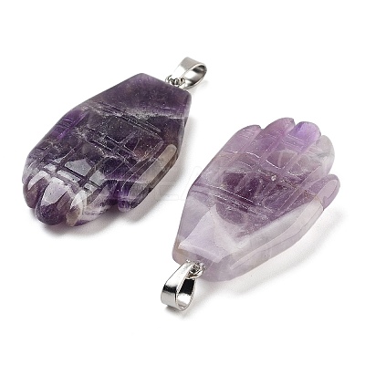 Natural Amethyst Carved Pendants G-K369-01P-06-1