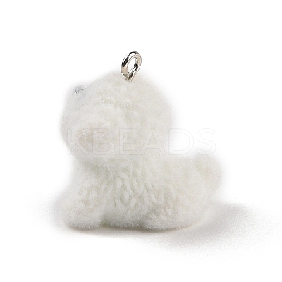 Flocking Resin Cute Puppy Pendants LS-MACR-P043-L02-1