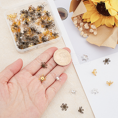120Pcs 3 Colors Brass Bead Cap Pendant Bails KK-PH0004-86-1