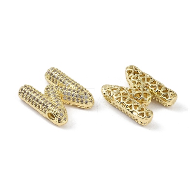 Brass Micro Pave Clear Cubic Zirconia Pendants KK-Z041-01G-M-1