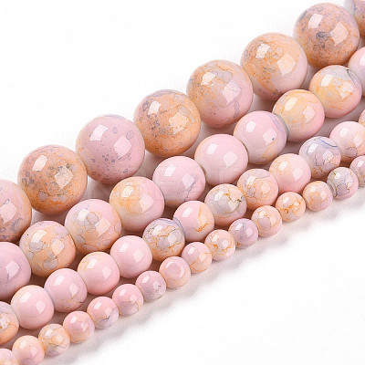 Baking Paint Glass Beads Strands DGLA-N003-10mm-C01-1