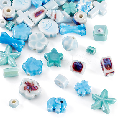 42Pcs 21 Styles Handmade Porcelain Beads PORC-TA0001-45-1