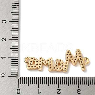 Mother's Day Brass Micro Pave Clear Cubic Zirconia Connector Charms KK-K378-12G-1