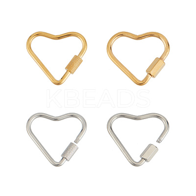 4Pcs 4 Styles 304 Stainless Steel Screw Carabiner Lock Charms STAS-UN0052-23-1