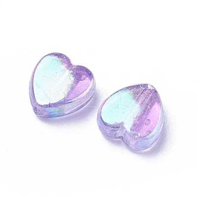 Plum AB color Plated Acrylic Heart Beads X-PL539-820-1