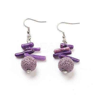 Natural Lava Rock Dangle Earrings EJEW-E260-B04-1