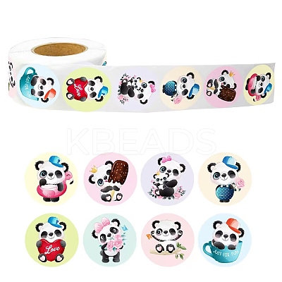 Round Paper Self-Adhesive Panda Thank You Gift Sticker Rolls PW-WG95786-01-1