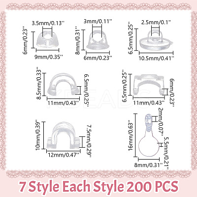 1400Pcs 7 Style AS Plastic Charm Base Settings FIND-AR0004-30-1
