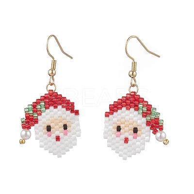 304 Stainless Steel Glass Christmas Theme Dangle Earrings EJEW-MZ00527-01-1