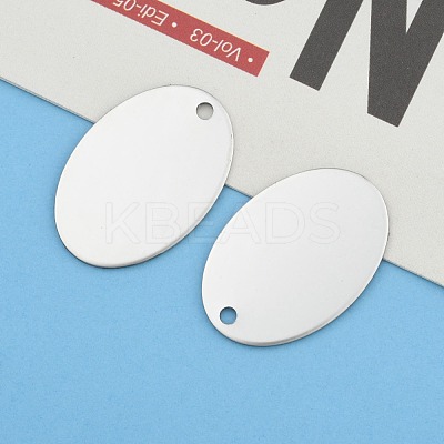 Tarnish Resistant 201 Stainless Steel Oval Stamping Blank Tag Pendants STAS-R064-03-1