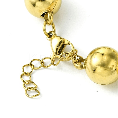 Ion Plating(IP) 304 Stainless Steel 10mm Round Ball Link Chain Bracelets for Women BJEW-C066-05C-G-1