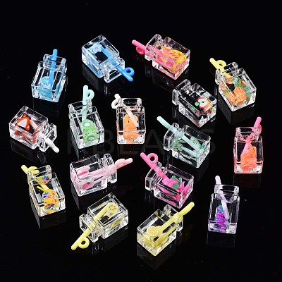 Imitation Drink Resin Pendants CRES-S359-32-1