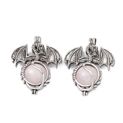 Natural Rose Quartz Pendants G-P491-02AS-08-1