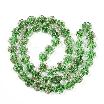 Luminous Handmade Gold Foil Glass Beads Strands FOIL-N029-01F-1