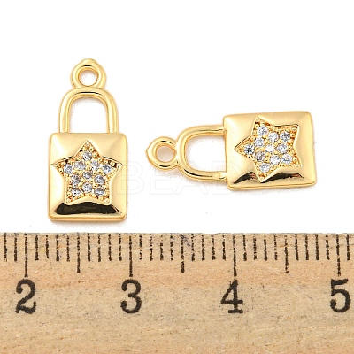 Brass Micro Pave Clear Cubic Zirconia Pendants KK-G492-03A-G-1