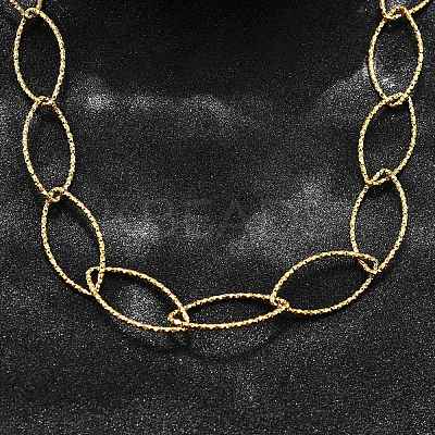 Ion Plating(IP) 304 Stainless Steel Horse Eye Link Chain Necklace for Men Women STAS-B039-02G-1