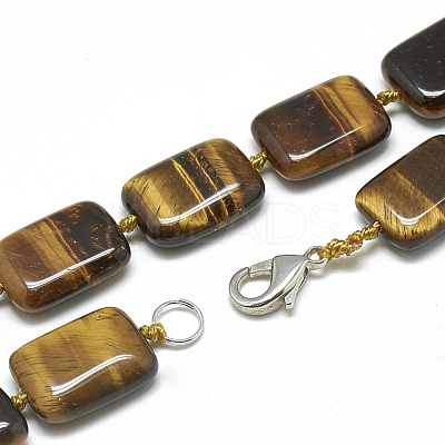 Natural Tiger Eye Beaded Necklaces NJEW-S398-14-1