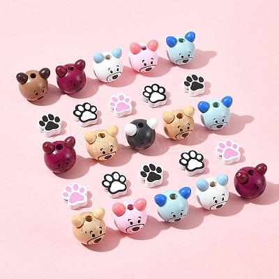 40Pcs 10 Styles Natural Wooden Beads WOOD-FS0001-35-1