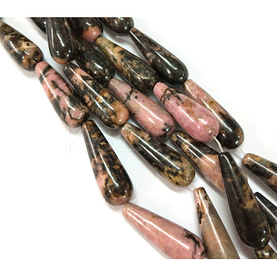 Natural Rhodonite Teardrop Beads Strands G-E329-28-1