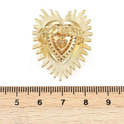 Brass Micro Pave Clear Cubic Zirconia Cuff Rings RJEW-P155-04C-G-1