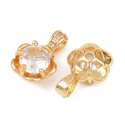 Brass Micro Pave Cubic Zirconia Charms KK-F906-01G-1