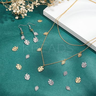 24Pcs 4 Style 304 Stainless Steel Pendants STAS-UN0048-31-1
